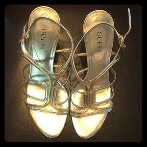 Gold and silver high heels